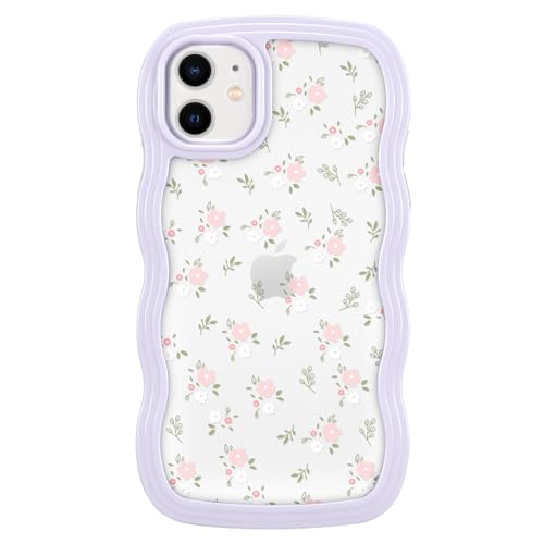 Coque violette iPhone 11 à motif fleurs esthétiques : idée cadeau idéale pour filles et femmes