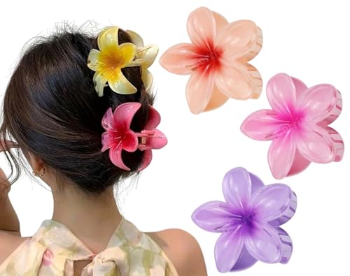 Image of Cerrito 3 Pcs Big Flower Hair Claw Clips Set, Gradient Lily Design, Strong Hold Hair, Stylish Accessories for Women & Girls, Cute Hair Grips, Perfect for Daily Use, Travel, Party, Gifting, Multicolor