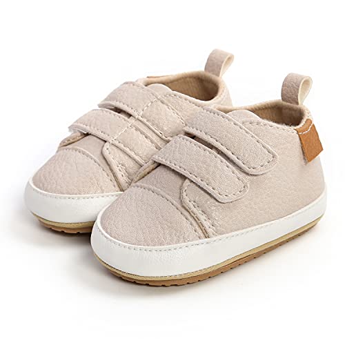 Image of Baby Boys Girls Shoes Non-Slip Rubber Sole High-Top PU Leather Sneakers Infant First Walking Shoes Toddler Crib Shoes Newborn Loafers Flats.