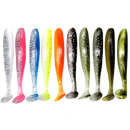 HOUSON Señuelos de pesca de goma, 10 unidades, cebo artificial para trucha de agua dulce, trucha, perca, salmón, pesca, 12 cm