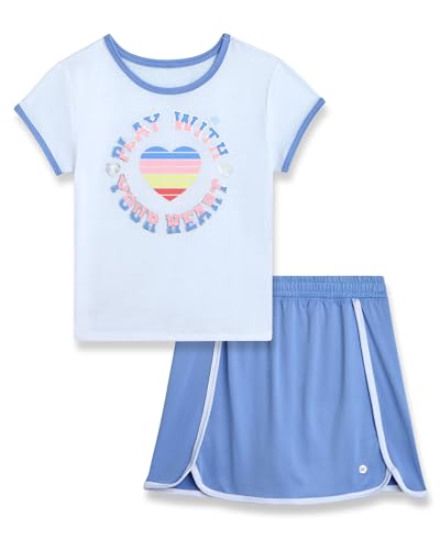 Image of RBX Girls Athletic Skort Set - 2 Piece Workout Outfit with Performance Graphic Tee & Athletic Skort for Girls