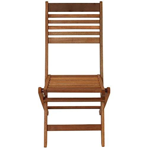 Sunnydaze Meranti Wood Outdoor Folding Patio Chairs - Set of 2 - Teak Oil Finish