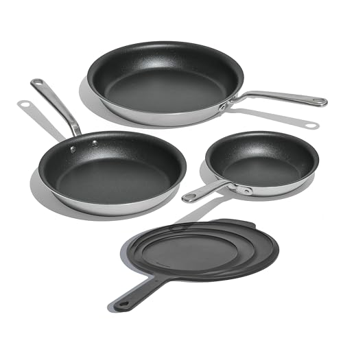 Made In Cookware - 3-Piece ProCoat Non Stick Frying Pan Set with Universal Silicone Lid - 5 Ply...