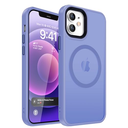 Coque iPhone 12 translucide mate magnétique violet clair avec film écran antichoc