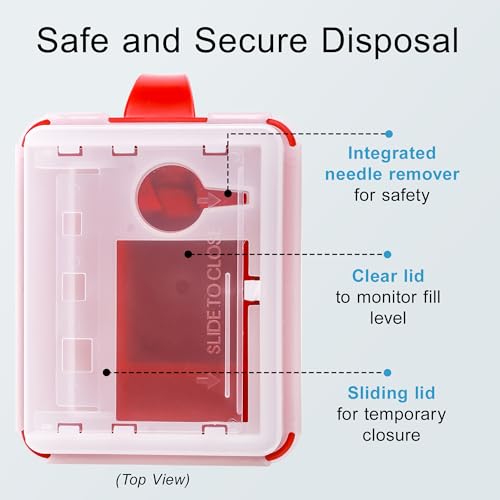 Image of Sharps Container - Small Sharps Containers for Home Use, Travel & Disposal | 2 Quart (Pack of 1), Portable, Puncture-Resistant, Dual Locking Lid, Fits Needles & Syringes