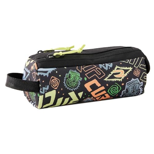 RIP CURL Trousse Scolaire garçon 2 Compartiments imprimé Noir/Multicolore - Polyester recyclé - Toutes Classes dès Le CP