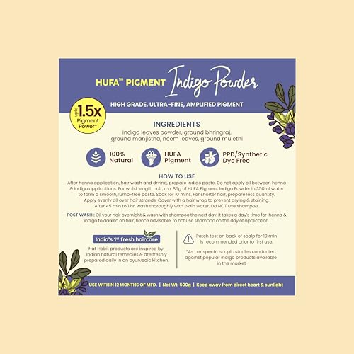 Image of Nat Habit Ready-to-Apply Fresh Henna Paste and Indigo Powder Combo, Pre-Soaked in Black Tea and Herbs,100% Natural Rajasthani Henna & Indigo Powder For Natural Black Hair (440g + 500g)