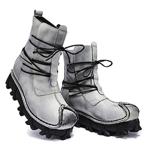 Bottes de moto à plateforme pour hommes en caoutchouc style punk gothique