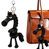 Nuiorfty Pferdeornament, hängendes Glücksmaskottchen, Jahr des Pferdes 2026, weicher Plüschanhänger für Baum, Zuhause, Auto, Rucksack, Schwarz