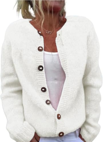 Image of Women's Funny Fall Winter Animal Floral Christmas Tree Long Sleeve Button Knit Cardigan Sweater