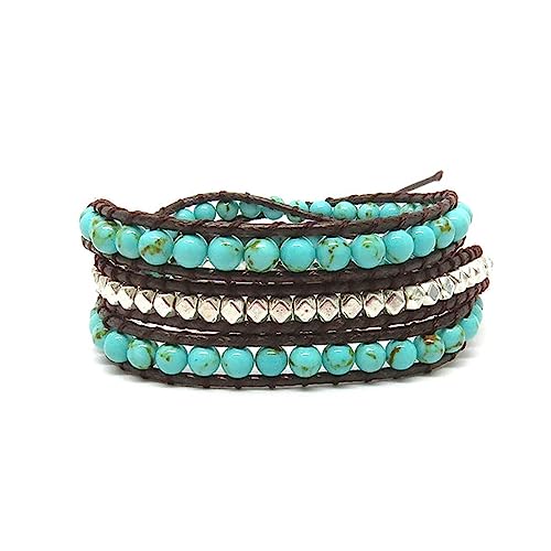 Bracelet multicouche en cuir et perles de cristal Treasure Bay pour femmes