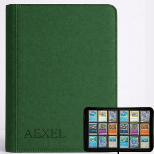 Image of Premium Trading Card Zipper Binder 360 Card Capacity 9 Pocket Pu material For Trading Cards, Sports Cards, TCG Cards (Forest Green)