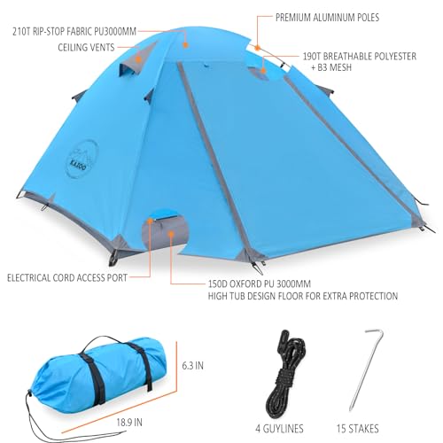 KAZOO Carpa impermeable para mochileros 3 personas ligera miniatura 3