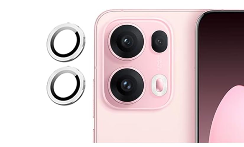 Image of imluckies Camera Ring Lens Protector (Aluminum with Tempered Glass) Compatible for Oppo Reno 13 Pro - Silver (Pack of 2 rings)