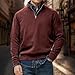 Men's Quarter Zip Pullover Fleece Mock Neck Hoodless Sweatshirt Slim Fit Long Sleeve Business Casual Top 5XL Wine Mens Cable Knit Sweater