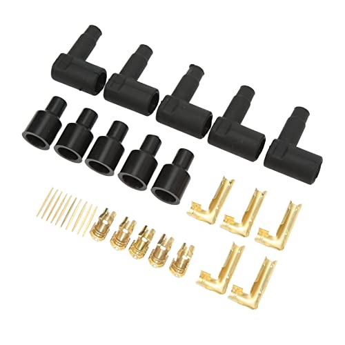 Vroomoto Spark Plug Coil Wire Boot Black Rubber Material Terminal Kit 6‑10mm Wires for Mechanics