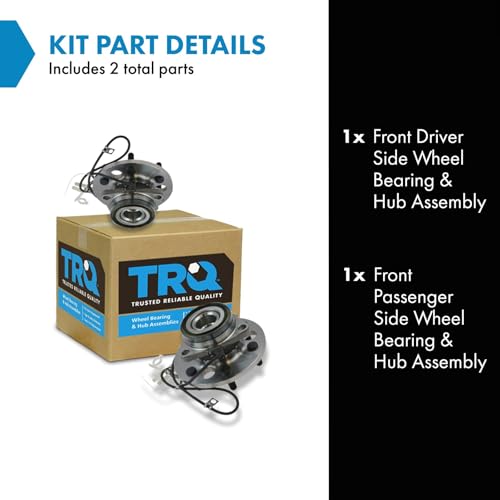 Image of TRQ 2 Piece Front Wheel Bearing & Hub Assembly Set 4WD Compatible with 1999-2000 Cadillac Escalade 1995-1999 Chevrolet K1500 K1500 Suburban 1995-1997 K2500 1995 K2500 Suburban 1995-2000 Tahoe GMC 199