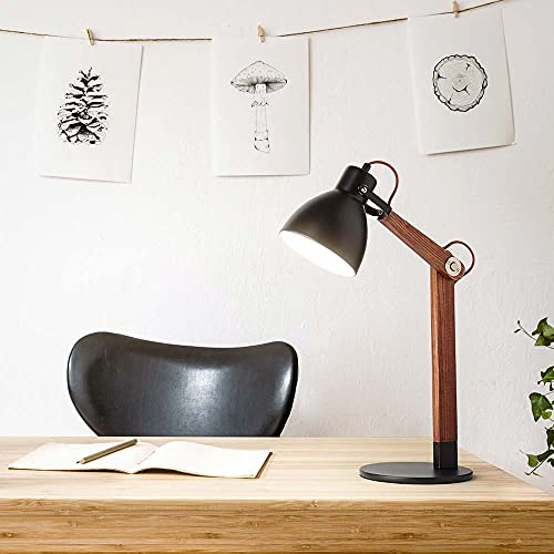 Tischleuchte & Nachttischlampe Tischleuchte in Walnuss und Schwarz SVEVA E27 Holz Büro & Arbeitszimmer | 1-flammig Cover