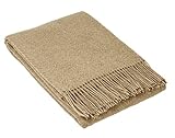 Nostra Merino-300 Tagesdecke 140x200 | weiche Merino Wolldecke mit 80% Merinowolle | warme und gemütliche Couchdecke in Kamelforben | Schöne Merino Decke für Sofa und Couch