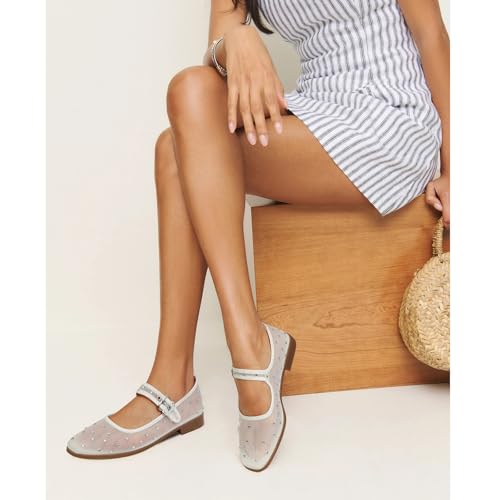 Image of DOEYG Mesh Ballet Flats Shoes for Women Leopard Animal Print Mary Jane Flats Shoes Square Toe Dress Casual Comfortable Velvet Ballerina Shoes