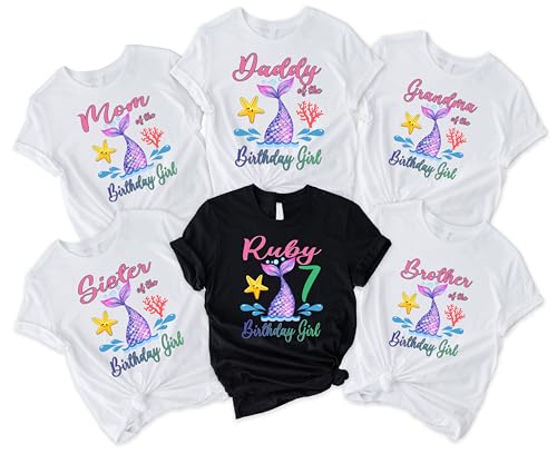 Mermaid Birthday Shirt, Mermaid Tail Custom tShirt, Personalized Mermaid t-Shirt, Mermaid family shirts, Mermaid matching family Birthday Shirts, Birthday t-shirt for girls and boys2