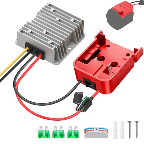 18V to 12V Step Down Converter for Milwaukee M18 Battery 240W DC 12V Voltage Regulator for Power Wheel Adapter Ride On Toy Car DIY Projects Buck Converter with Switch & Over-Discharge Protection