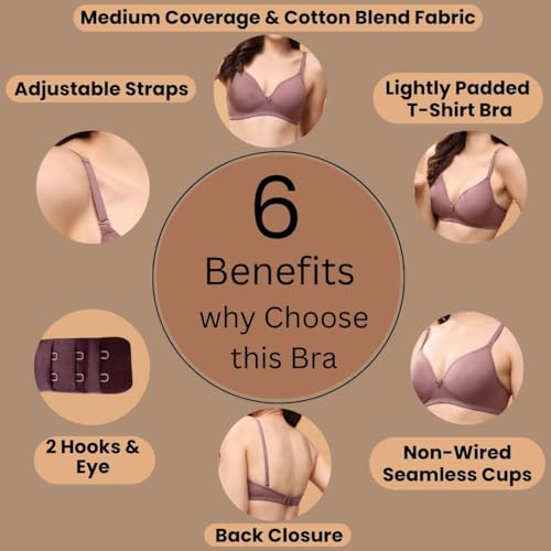 Image of Floret Women's Convertible-Straps T-Shirt Bra Lightly Padded & Non-Wired Medium Coverage Bra
