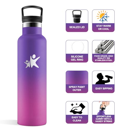 JAPORIA Trinkflasche Edelstahl 750ml, Auslaufsichere, BPA-Frei, Wasserflasche Kohlensaeure Geeignet, für Fitness, Schule, Erwachsener