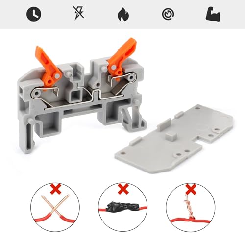 COZERI 10 Stk Reihenklemmen Hutschiene,für 0,5-2,5mm² Kabel,Durchgangsklemmen, für Elektroinstallation, Heimwerkerprojekte und schnelle Verdrahtung