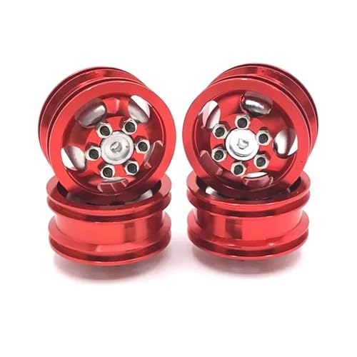 RC�J�[�̕i���� For WPL C14 C24 C34 C44 B14 B24 B16 B36 4WD RC�J�[�z�C�[���A���~�����z�C�[���n�u�A�b�v�O���[�h�p�[�c(Red)