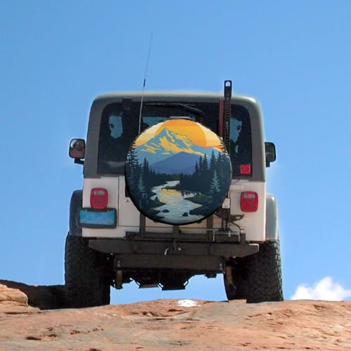 Image of Camper Spare Tire Cover 18 Inch Mountain Adventure Universal Wheel Tire Cover Waterproof Dust-Proof Tire Protectors Camper Spare Tire Cover Mountain Forest for Camper Trailer Truck SUV Universal