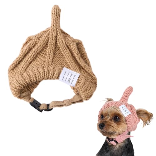 【LIFELIKE公式】どんぐりニット帽 犬 ニット キャップ ニットキャップ 被り物 かぶりもの 帽子 大型犬 散歩 お出かけ ペットグッズ ペット グッズ ライフライク (モカ, S)