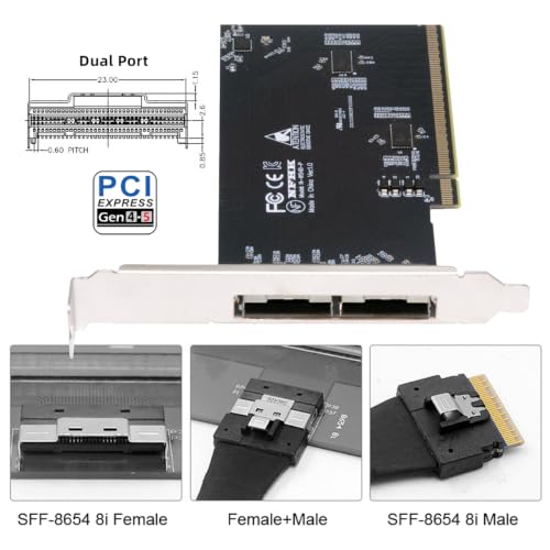 Image of CY External Slimline Dual SFF-8654 8X 74Pin to PCIE 16X Express 5.0 PCIE4.0 Raid VROC Hyper Adapter with Linear Redriver Over Long Cable Lengths