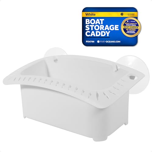 Five Oceans Boat Caddy Organizer, Suction Cups Mount, White ABS