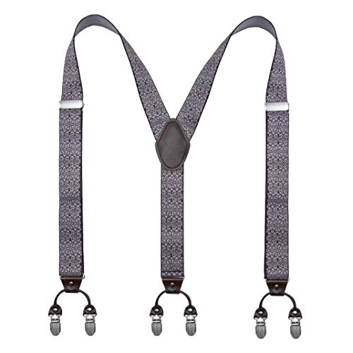 Image of Men's Heavy Duty Y-Back Suspenders, 6 Strong Metal Clips Adjustable Elastic Straps for Work, Tuxedos, and Daily Wear