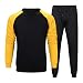 Produktbild BEIXUNDIANZI Herren Sweatshirt Männer Kapuze Herbst Winter Männer Patchwork Pullover Langarm Outwear Jacke Baumwolle Pullover mit Rundhalsausschnitt und Hose A-Black 4XL