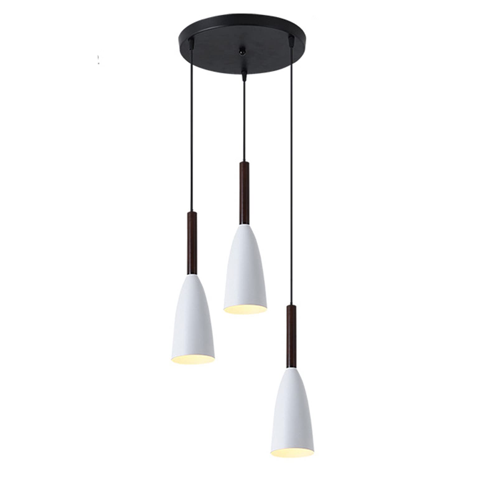 HJXDtech Nordic 3 Way Metal Pendant Light Cluster Modern Wood Finish Ceiling Hanging Lamp E27 Loft Bar Kitchen Living Room Dining Room Chandelier (White)