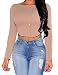 Allegrace Women Sexy Crop Top Shirts Lady Summer Tops Coffee L