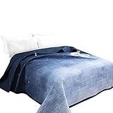 Qucover Tagesdecke Blau 140x200cm für Einzelbett Gesteppte Decke aus Mikrofaser Bettüberwurf Sofaüberwurf Romantischer Stil Sternenhimmel