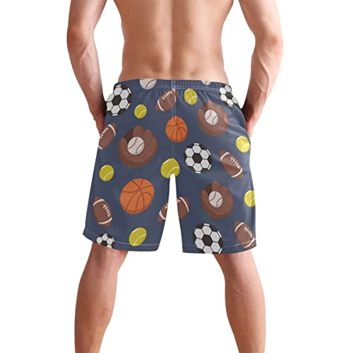 Color Retro Sport Balls Men's Boy's Novelty Beach Shorts Swim Trunks Summer Quick Dry Bathing Suits S3