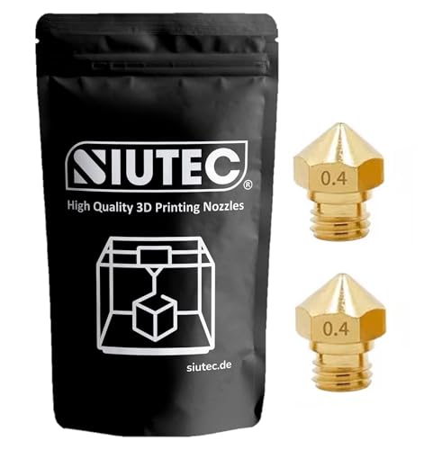 SIUTEC MK10 Premium Brass Nozzle for 3D Printers, 1.75 mm Filament, M7 Thread, 0.2-1.0 mm Diameter, PLA ABS TPU, Also as