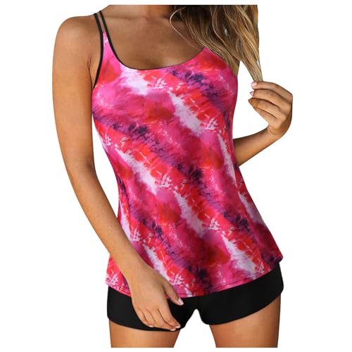Tankini de plage rose imprimé pour femme idéal pour les vacances d'été au soleil