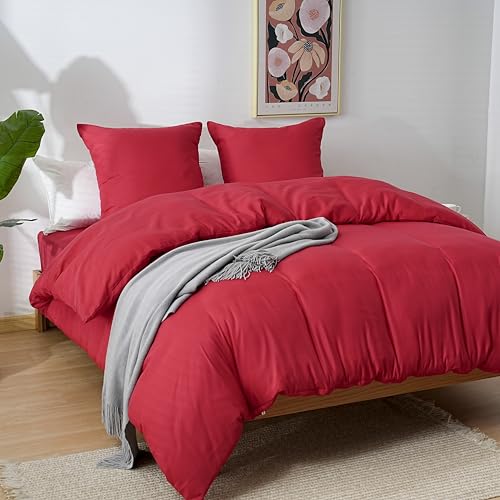 Housse de couette 220x240 anti-glisse avec grand drap housse 30cm