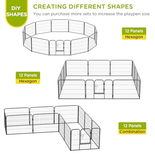 Image of BestPet | Dog Playpen | 24 Inch, 12 Panels | Heavy Duty Metal Pet Exercise Pen | Indoor Outdoor Fence Panels | Rust-Resistant, Removable, Tool-Free Setup | Anti-Skid, Expandable Design