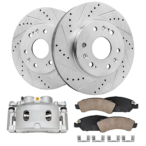 Detroit Axle - Front Brake Kit for Chevy GMC Tahoe Avalanche Silverado Suburban Express Sierra Yukon XL Savana 1500 Cadillac XTS Escalade ESV EXT Drilled Brake Rotors Brake Pads Brake Caliper