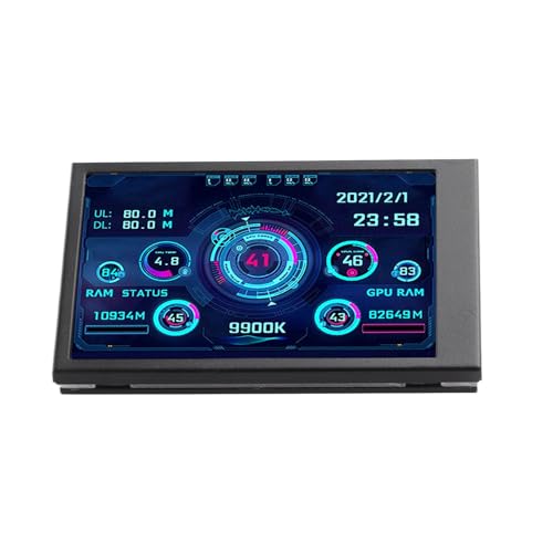 Image of ZJchao Pc Temperature Display, 3.5in Computer Temp Monitor Full View Display Computer Temp Monitor Computer Temperature Display with Stand for aida64 PC CPU RAM Hard Disk Data