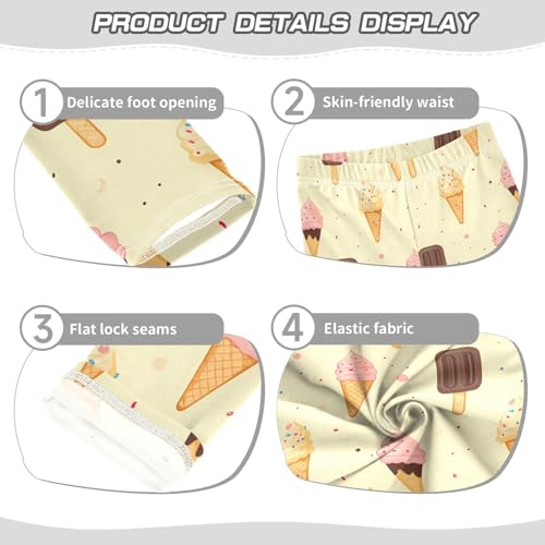 ALAZA Girls' Leggings Children's Yoga Pants Skinny Printed Dance Pink Ice Cream Chocolate Comfortable 4T2