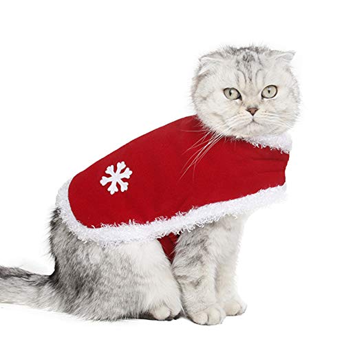 Yagamii Cat Costume Clothes,Adjustable Pet Cloak for Halloween Christmas Party,Cozy Outfit Cute Clothing Cape for Cats Puppies Cosplay Birthday