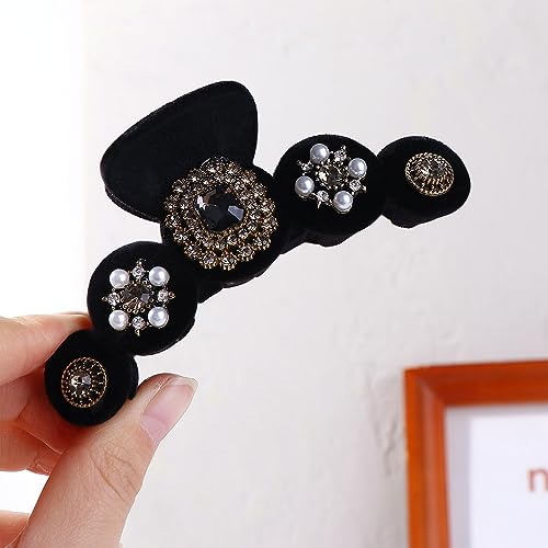 Pinza para cabello Leadigol Velvet Rhinestone Pearl 9.5 cm miniatura 6
