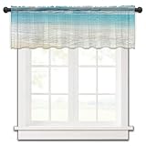 LUSWEET Chiffon Window Valances Semi-Sheer Blue Sky and Sea Beautiful Beach Curtain Valance Blue Omb